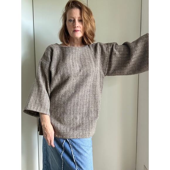 Handmade Wool Pullover Top Beachy Minimalist Hippie Boho Unisec Style Size L - Picture 3 of 11